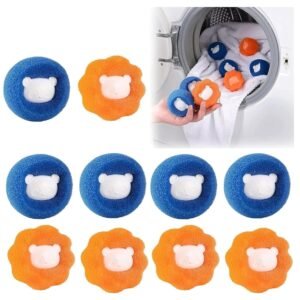 10 Pcs Pet Hair Remover for Laundry, Washing Machine Hair Catcher, Dryer Balls for Clothing Dog Cat Pet Fur Remover (Orange+Blue) 10 Pcs Pet Hair Remover for Laundry, Washing Machine Hair Catcher, Dryer Balls for Clothing Dog Cat Pet Fur Remover (Orange+Blue)
