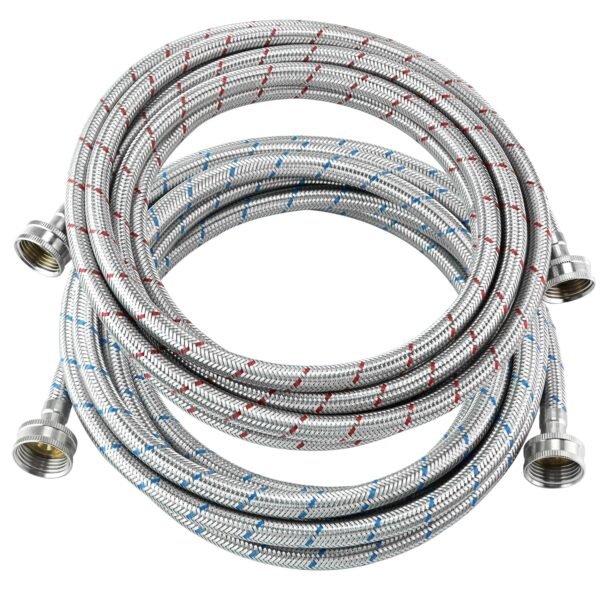 15 FT Washing Machine Hose,Long Washer Water Supply Hoses Hot And Cold Connection(2Packs),Washer Machine Hose Universal Fit for All Standard Wash Machines-by MIFLUS 15 FT Washing Machine Hose,Long Washer Water Supply Hoses Hot And Cold Connection(2Packs),Washer Machine Hose Universal Fit for All Standard Wash Machines-by MIFLUS