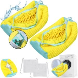 2 Pcs Shoe Washing Machine Bags, XXL Laundry Shoe Bags for Washer and Dryer, Sturdy Zipper with Hook Design, Dry Net Bag Included, Reusable Shoe Washing Bag for Sneaker, Tennis,... 2 Pcs Shoe Washing Machine Bags, XXL Laundry Shoe Bags for Washer and Dryer, Sturdy Zipper with Hook Design, Dry Net Bag Included, Reusable Shoe Washing Bag for Sneaker, Tennis,...