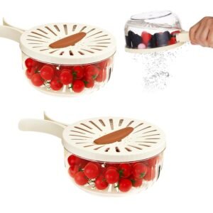2Pcs Kitchen Colander with Strainer & Lid - Multi-Functional Fruit Washing Basket for Sink, Foldable Handle Drain Container for Berries Vegetables,Fridge Storage Container 2Pcs Kitchen Colander with Strainer & Lid - Multi-Functional Fruit Washing Basket for Sink, Foldable Handle Drain Container for Berries Vegetables,Fridge Storage Container