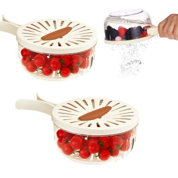 2Pcs Kitchen Colander with Strainer & Lid - Multi-Functional Fruit Washing Basket for Sink, Foldable Handle Drain Container for Berries Vegetables,Fridge Storage Container 2Pcs Kitchen Colander with Strainer & Lid - Multi-Functional Fruit Washing Basket for Sink, Foldable Handle Drain Container for Berries Vegetables,Fridge Storage Container