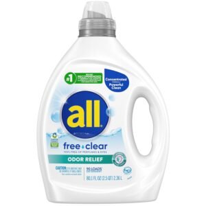 all Laundry Detergent Liquid, Free Clear for Sensitive Skin, Odor Relief, Unscented and Hypoallergenic, 2X Concentrated, 90 Loads all Laundry Detergent Liquid, Free Clear for Sensitive Skin, Odor Relief, Unscented and Hypoallergenic, 2X Concentrated, 90 Loads