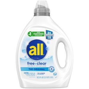 all Liquid Laundry Detergent, Free Clear for Sensitive Skin, Unscented and Hypoallergenic, 2X Concentrated, 110 Loads all Liquid Laundry Detergent, Free Clear for Sensitive Skin, Unscented and Hypoallergenic, 2X Concentrated, 110 Loads