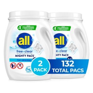All Mighty Pacs with stainlifters free clear Laundry Detergent, Free Clear for Sensitive Skin, 66 Count - (Pack of 2) All Mighty Pacs with stainlifters free clear Laundry Detergent, Free Clear for Sensitive Skin, 66 Count - (Pack of 2)