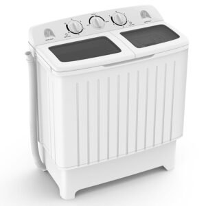 ARLIME Portable Washing Machine, Twin Tub Compact Laundry Washer w/Built-in Gravity Drain, 20 lbs Capacity, 12 lbs Washing & 8 Pound Spinning, Washer & Spinner Combo for Home... ARLIME Portable Washing Machine, Twin Tub Compact Laundry Washer w/Built-in Gravity Drain, 20 lbs Capacity, 12 lbs Washing & 8 Pound Spinning, Washer & Spinner Combo for Home...