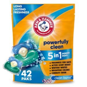 Arm & Hammer Clean Burst 5-in-1 Laundry Detergent Power Paks, High Efficieny (HE), 42 Count Arm & Hammer Clean Burst 5-in-1 Laundry Detergent Power Paks, High Efficieny (HE), 42 Count