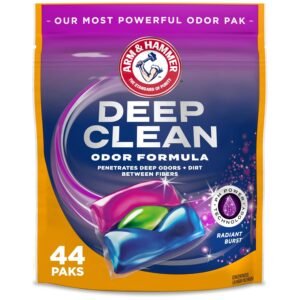 ARM & HAMMER™ Deep Clean Odor Formula Laundry Detergent Power Paks, Laundry Odor Remover, Radiant Burst Scent, 44 Count, 44 Loads ARM & HAMMER™ Deep Clean Odor Formula Laundry Detergent Power Paks, Laundry Odor Remover, Radiant Burst Scent, 44 Count, 44 Loads