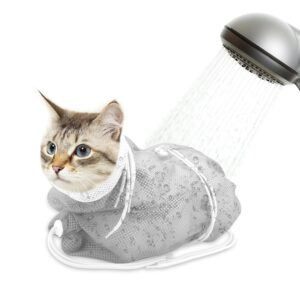 Cat Bathing Bag, Breathable Mesh Anti Scratch Adjustable Cat Grooming Bag for Nail Trimming, Bathing Polyester Soft Cat Washing Bag Cat Bathing Bag, Breathable Mesh Anti Scratch Adjustable Cat Grooming Bag for Nail Trimming, Bathing Polyester Soft Cat Washing Bag