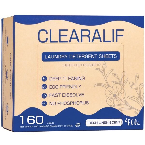 CLEARALIF Laundry Detergent Sheets Up to 160 Loads, Fresh Linen - Great For Travel,Apartments, Dorms,Laundry Detergent Strips Eco Friendly & Hypoallergenic CLEARALIF Laundry Detergent Sheets Up to 160 Loads, Fresh Linen - Great For Travel,Apartments, Dorms,Laundry Detergent Strips Eco Friendly & Hypoallergenic