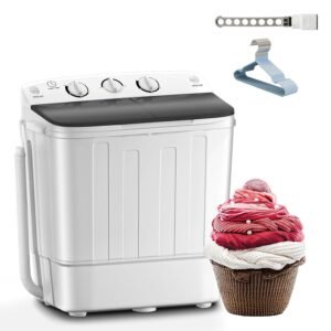 Compact Portable Mini Twin Tub 18lbs Washing Machine, Get Dry Rack and 10 hangers for free! Washer and Spin Cycle Combo, for Camping, Apartments, Dorms, RVs(Black) Compact Portable Mini Twin Tub 18lbs Washing Machine, Get Dry Rack and 10 hangers for free! Washer and Spin Cycle Combo, for Camping, Apartments, Dorms, RVs(Black)