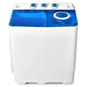 COSTWAY Portable Washing Machine, 2-in-1 Twin Tub 26lbs Capacity Washer(18lbs) and Spinner(8lbs) with Control Knobs, Timer Function, Drain Pump, Compact Laundry Washer for Home... COSTWAY Portable Washing Machine, 2-in-1 Twin Tub 26lbs Capacity Washer(18lbs) and Spinner(8lbs) with Control Knobs, Timer Function, Drain Pump, Compact Laundry Washer for Home...