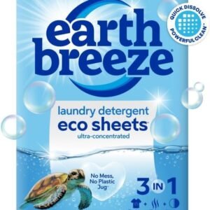 Earth Breeze Laundry Detergent Sheets Fresh Scent - 60 Loads Eco Liquidless Soap - Travel-Friendly for Hot & Cold Cycles, Tackles Tough Stains & Odors - Gentle on Skin, 30 Ct Earth Breeze Laundry Detergent Sheets Fresh Scent - 60 Loads Eco Liquidless Soap - Travel-Friendly for Hot & Cold Cycles, Tackles Tough Stains & Odors - Gentle on Skin, 30 Ct