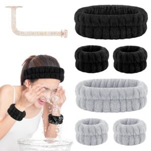 Face Wash Headband and Wristband Set - Microfiber Wrist Towels with Holder for Face Washing and Spa, Absorbent Scrunchies Face Wash Headband and Wristband Set - Microfiber Wrist Towels with Holder for Face Washing and Spa, Absorbent Scrunchies