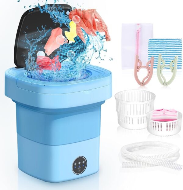 Folding Washing Machine, 11L Mini Washing Machine with 3 Cleaning Modes, Suitable for Baby Clothes, Underwear, Socks, Portable Washing Machine Folding Design Suitable for... Folding Washing Machine, 11L Mini Washing Machine with 3 Cleaning Modes, Suitable for Baby Clothes, Underwear, Socks, Portable Washing Machine Folding Design Suitable for...