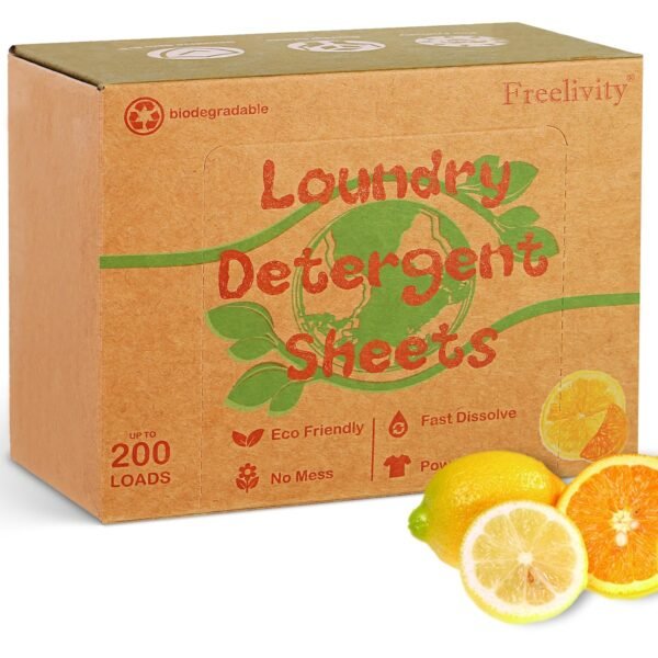 Freelivity Laundry Detergent Sheets, 200 Sheets Lemon Orange Scent - Eco-Friendly Plastic-Free Hypoallergenic LiquidLess Clothes Washing Detergent Sheets for Save Space Travel... Freelivity Laundry Detergent Sheets, 200 Sheets Lemon Orange Scent - Eco-Friendly Plastic-Free Hypoallergenic LiquidLess Clothes Washing Detergent Sheets for Save Space Travel...