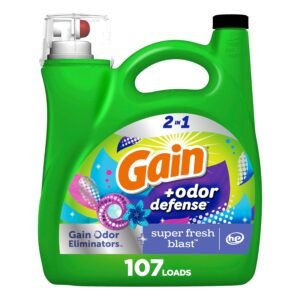 Gain + Odor Defense Liquid Laundry Detergent Super Fresh Blast Scent, HE Compatible, 107 Loads 154 fl oz, Gain Laundry Detergent, Liquid Laundry Detergent Gain + Odor Defense Liquid Laundry Detergent Super Fresh Blast Scent, HE Compatible, 107 Loads 154 fl oz, Gain Laundry Detergent, Liquid Laundry Detergent