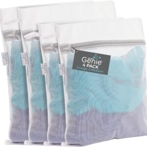 HOME GENIE Durable and Gentle Mesh Laundry Bags for Washing Delicates, Silicone Zipper, Machine Safe for Bras Lingerie Baby Garments, Net Bag for Tangle Free Wash Dry, Travel, 4... HOME GENIE Durable and Gentle Mesh Laundry Bags for Washing Delicates, Silicone Zipper, Machine Safe for Bras Lingerie Baby Garments, Net Bag for Tangle Free Wash Dry, Travel, 4...