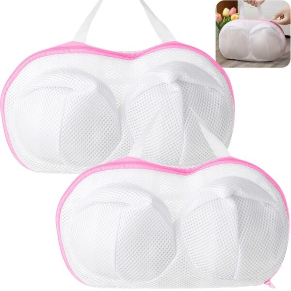Large Bra Laundry Bags for Washing Machine, 2 Pack Bra Washing Bags for Laundry, Lingerie Bag for Washing Delicates, Bra Washer Protector for Laundry (pink 2 pack) Large Bra Laundry Bags for Washing Machine, 2 Pack Bra Washing Bags for Laundry, Lingerie Bag for Washing Delicates, Bra Washer Protector for Laundry (pink 2 pack)
