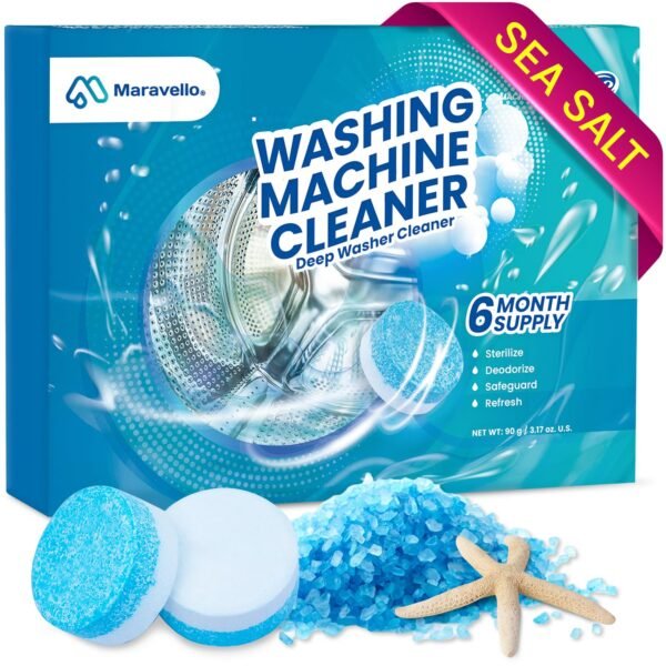 Maravello Washing Machine Cleaner Descaler Tablets Washing Machine Cleaning Tablets - for Front Load and Top Load Washers, Mold and Stain Remover for Laundry Tub 6-Month Supply... Maravello Washing Machine Cleaner Descaler Tablets Washing Machine Cleaning Tablets - for Front Load and Top Load Washers, Mold and Stain Remover for Laundry Tub 6-Month Supply...