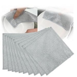 Non-Scratch Wire Dish Cloth, 10PCS Single Layer Multipurpose Wire Dishwashing Rags for Wet and Dry, Dish Cloths for Washing Dishes, Stovetops, Kitchen Countertops with Ease Non-Scratch Wire Dish Cloth, 10PCS Single Layer Multipurpose Wire Dishwashing Rags for Wet and Dry, Dish Cloths for Washing Dishes, Stovetops, Kitchen Countertops with Ease