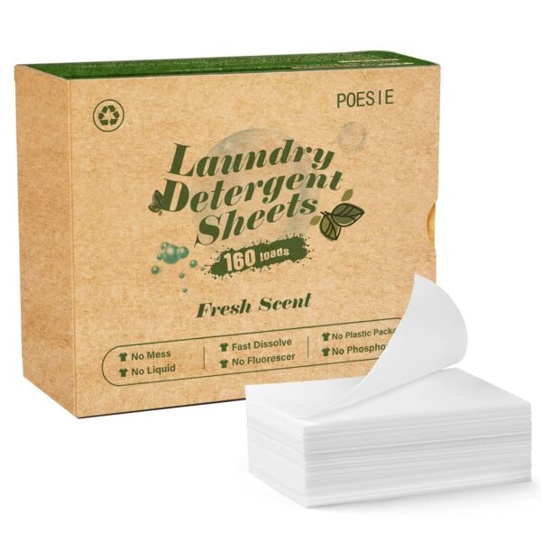 Poesie Laundry Detergent Sheets Fresh Scent 160 Sheets Clear Non-Plastic Hypoallergenic Liquid Less Sheets for Home Dorm Travel Camping & Hand Washing Clean No Waste Poesie Laundry Detergent Sheets Fresh Scent 160 Sheets Clear Non-Plastic Hypoallergenic Liquid Less Sheets for Home Dorm Travel Camping & Hand Washing Clean No Waste