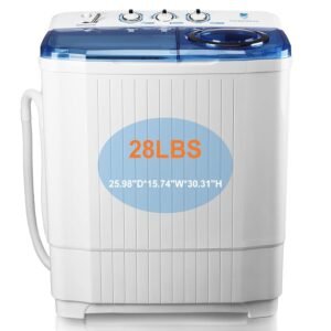 Portable Twin Tub Washing Machine - 28Lbs Capacity for Apartments, RVs, Dorms, and Camping - 18Lbs Washer, 10Lbs Spinner Combo, Quiet with Drain Pump, Semi-Automatic Control Portable Twin Tub Washing Machine - 28Lbs Capacity for Apartments, RVs, Dorms, and Camping - 18Lbs Washer, 10Lbs Spinner Combo, Quiet with Drain Pump, Semi-Automatic Control