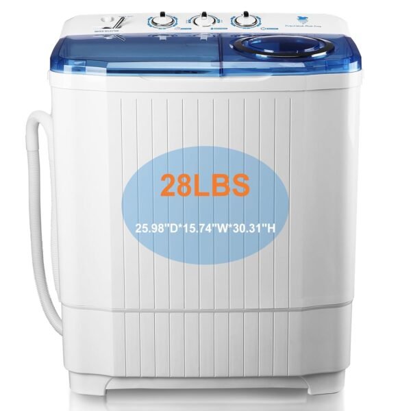 Portable Twin Tub Washing Machine - 28Lbs Capacity for Apartments, RVs, Dorms, and Camping - 18Lbs Washer, 10Lbs Spinner Combo, Quiet with Drain Pump, Semi-Automatic Control Portable Twin Tub Washing Machine - 28Lbs Capacity for Apartments, RVs, Dorms, and Camping - 18Lbs Washer, 10Lbs Spinner Combo, Quiet with Drain Pump, Semi-Automatic Control