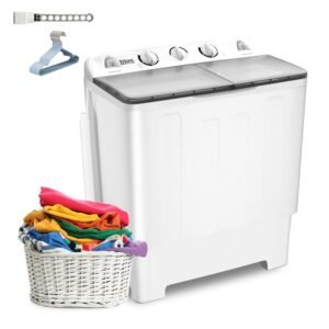 Portable Twin Tub Washing Machine, Buy 1(washer) Get 1(Dry Rack) Free! 20lbs Washer Mini Compact Laundry Machine and 12lbs Spinner, Semi-automatic Washer Combo for Dorms,... Portable Twin Tub Washing Machine, Buy 1(washer) Get 1(Dry Rack) Free! 20lbs Washer Mini Compact Laundry Machine and 12lbs Spinner, Semi-automatic Washer Combo for Dorms,...