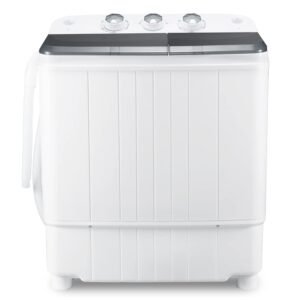 Portable Washing Machine 17.6Lbs Capacity Washer&Dryer Combo 2 In 1 Mini Compact Twin Tub Laundry Washer(11Lbs) & Spinner(6.6Lbs) with Gravity Drain Pump for Apartment,Dorms,RV... Portable Washing Machine 17.6Lbs Capacity Washer&Dryer Combo 2 In 1 Mini Compact Twin Tub Laundry Washer(11Lbs) & Spinner(6.6Lbs) with Gravity Drain Pump for Apartment,Dorms,RV...