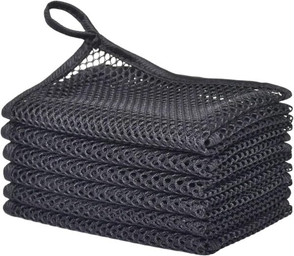 Premium Mesh Dish Cloths for Kitchen, Quick Drying Kitchen Dish Washing Net and Scrubber, Order-Free Dish Rags for Washing Dishes Black 12X12 6 Pack Premium Mesh Dish Cloths for Kitchen, Quick Drying Kitchen Dish Washing Net and Scrubber, Order-Free Dish Rags for Washing Dishes Black 12X12 6 Pack