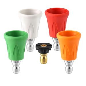 Pressure Washer Nozzle Guard, Stainless Steel High Power Washer Nozzle Tips Set with Upgraded Rubber Protector Cover, 5Pcs Pressure Washing Nozzle Holder with 1/4" Quick... Pressure Washer Nozzle Guard, Stainless Steel High Power Washer Nozzle Tips Set with Upgraded Rubber Protector Cover, 5Pcs Pressure Washing Nozzle Holder with 1/4" Quick...