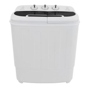 ROVSUN 15LBS Portable Washing Machine, Electric Twin Tub Washer with Washer(9lbs) & Spiner(6lbs) & Pump Draining, Great for Home RV Camping Dorm College Apartment (white & black) ROVSUN 15LBS Portable Washing Machine, Electric Twin Tub Washer with Washer(9lbs) & Spiner(6lbs) & Pump Draining, Great for Home RV Camping Dorm College Apartment (white & black)