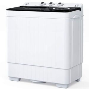 ROVSUN 26lbs Compact Twin Tub Portable Washing Machine, Mini Washer(18lbs) & Spiner(8lbs) / Built-in Drain Pump/Semi-Automatic for Camping, Apartments, Dorms & RV’s (Black) ROVSUN 26lbs Compact Twin Tub Portable Washing Machine, Mini Washer(18lbs) & Spiner(8lbs) / Built-in Drain Pump/Semi-Automatic for Camping, Apartments, Dorms & RV’s (Black)