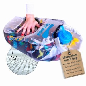 Scrubba Waterclear Wash Bag Portable Washing Machine - New Water Inlet/Outlet for easy rinsing - Manual Portable Washer for Travel, Camping, Laundry, Baby Clothes - Travel... Scrubba Waterclear Wash Bag Portable Washing Machine - New Water Inlet/Outlet for easy rinsing - Manual Portable Washer for Travel, Camping, Laundry, Baby Clothes - Travel...