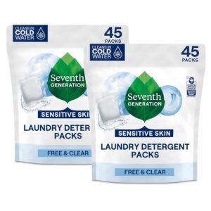 Seventh Generation Laundry Detergent Packs, Free & Clear, 90 Loads (2 pouches, 45 Ct EA) Seventh Generation Laundry Detergent Packs, Free & Clear, 90 Loads (2 pouches, 45 Ct EA)