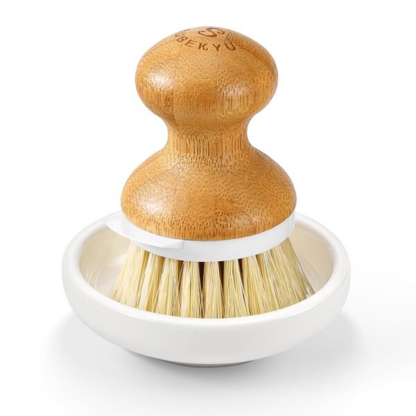 SUBEKYU Bamboo Dish Brush, Kitchen Dish Scrubber Brush, Natural Wooden Dishwashing Brush for Cleaning Dishes/Pans/Pots, Built-in Scraper, Sisal Bristles,1 Set SUBEKYU Bamboo Dish Brush, Kitchen Dish Scrubber Brush, Natural Wooden Dishwashing Brush for Cleaning Dishes/Pans/Pots, Built-in Scraper, Sisal Bristles,1 Set