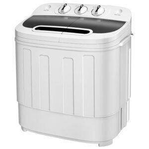 SUPER DEAL Compact Mini Twin Tub Washing Machine 13lbs Capacity Portable Washer Wash and Spin Cycle Combo, Built-in Gravity Drain for Camping, Apartments, Dorms, College, RV’s... SUPER DEAL Compact Mini Twin Tub Washing Machine 13lbs Capacity Portable Washer Wash and Spin Cycle Combo, Built-in Gravity Drain for Camping, Apartments, Dorms, College, RV’s...