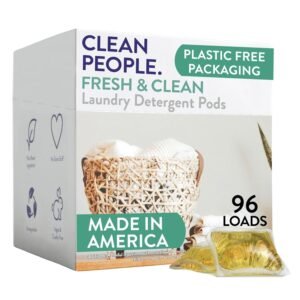 The Clean People Laundry Detergent Pods - Hypoallergenic Laundry Pods - Ultra Concentrated, Recyclable Packaging, Stain Fighting - Fresh Scent, 96 Pack The Clean People Laundry Detergent Pods - Hypoallergenic Laundry Pods - Ultra Concentrated, Recyclable Packaging, Stain Fighting - Fresh Scent, 96 Pack