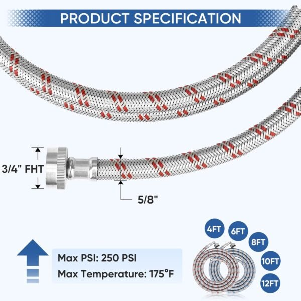 TICONN 4ft Washing Machine Hose Set Review Durable Stainless Steel Burst-Proof Design TICONN 4ft Washing Machine Hose Set Review Durable Stainless Steel Burst-Proof Design