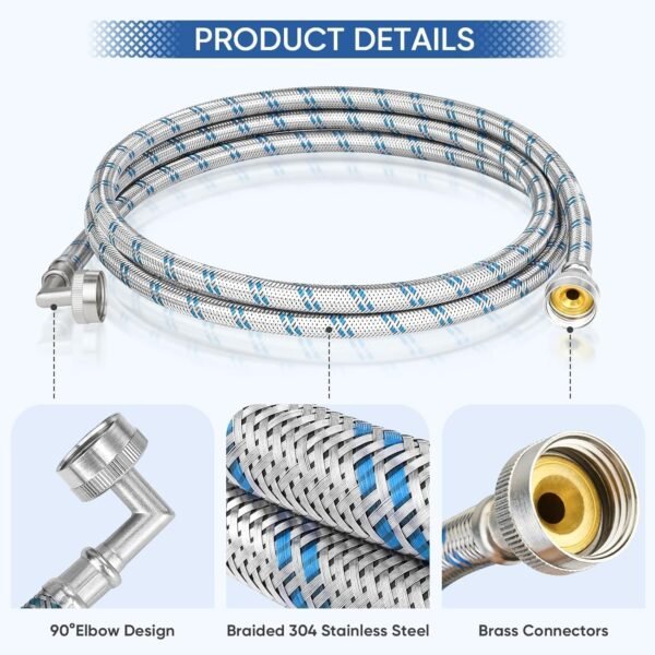 TICONN 4ft Washing Machine Hose Set Review Durable Stainless Steel Burst-Proof Design TICONN 4ft Washing Machine Hose Set Review Durable Stainless Steel Burst-Proof Design