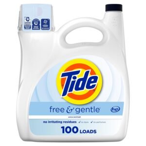 Tide Free & Gentle Liquid Laundry Detergent, 100 Loads, 132 fl oz, Tide Laundry Detergent, Clean Laundry Detergent (Packaging May Vary) Tide Free & Gentle Liquid Laundry Detergent, 100 Loads, 132 fl oz, Tide Laundry Detergent, Clean Laundry Detergent (Packaging May Vary)