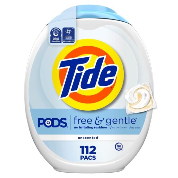 Tide PODS Free & Gentle Laundry Detergent Soap Pacs, 112 Count, Tide PODS Laundry Detergent Tide PODS Free & Gentle Laundry Detergent Soap Pacs, 112 Count, Tide PODS Laundry Detergent