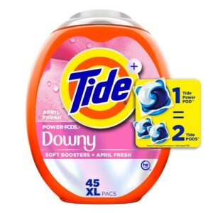 Tide Power PODs 2-in-1 Laundry Detergent Pacs with Downy Soft Boosters, Lasting Freshness with April Fresh Scent, 45 Count, Tide Laundry Detergent, Washing Detergent Tide Power PODs 2-in-1 Laundry Detergent Pacs with Downy Soft Boosters, Lasting Freshness with April Fresh Scent, 45 Count, Tide Laundry Detergent, Washing Detergent