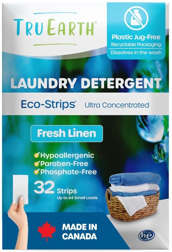 Tru Earth Compact Dry Laundry Detergent Sheets (Made in Canada) - Up to 64 Loads (32 Sheets) - Paraben-Free - Original Eco-Strip Liquidless Laundry Detergent, Travel Laundry... Tru Earth Compact Dry Laundry Detergent Sheets (Made in Canada) - Up to 64 Loads (32 Sheets) - Paraben-Free - Original Eco-Strip Liquidless Laundry Detergent, Travel Laundry...