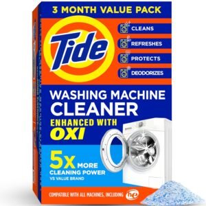 Washing Machine Cleaner by Tide, Washer Machine Cleaner with Oxi for Front and Top Loader Washer Machines, Deep Cleaning Odor Eliminator, 3 Month Supply Washing Machine Cleaner by Tide, Washer Machine Cleaner with Oxi for Front and Top Loader Washer Machines, Deep Cleaning Odor Eliminator, 3 Month Supply